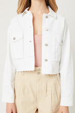 Load image into Gallery viewer, White Cropped Denim Jacket
