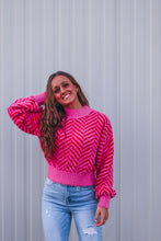 Load image into Gallery viewer, Pretty in Pink Herringbone Sweater
