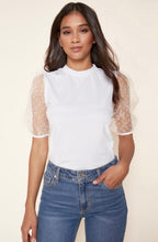Load image into Gallery viewer, White Balloon Sleeve Tulle Top
