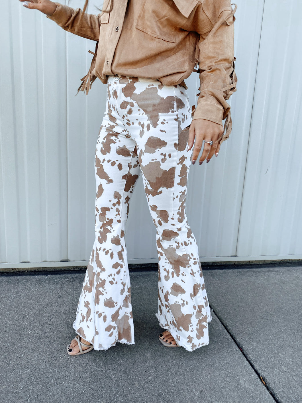 Cow Print Flare Jeans