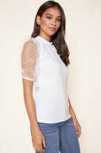 Load image into Gallery viewer, White Balloon Sleeve Tulle Top
