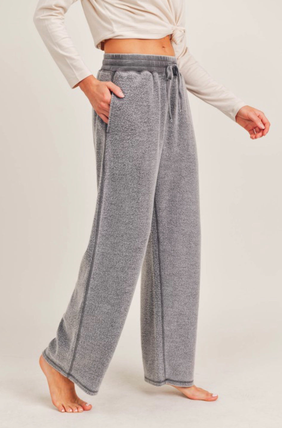 Fuzzy Mineral-Washed Lounge Pants //GRAY//