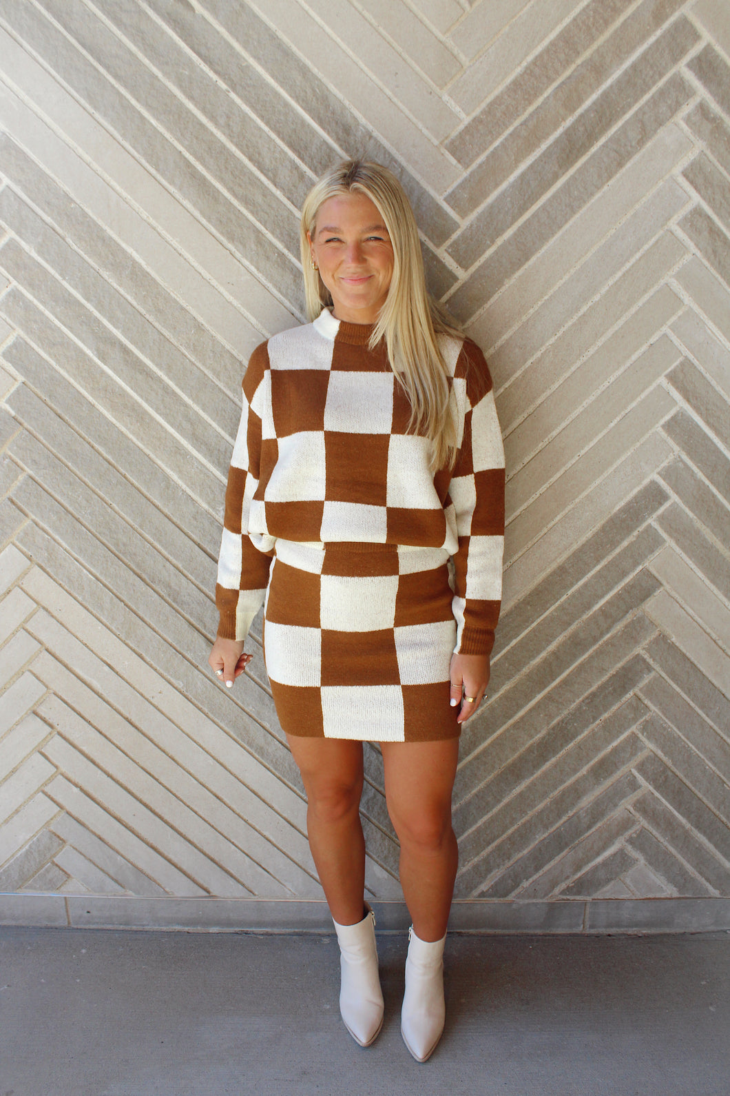 Checkered Knit Sweater Set **SKIRT ONLY**