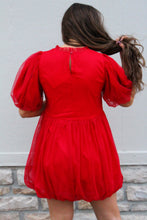 Load image into Gallery viewer, Baby Doll Holiday Dress// Red
