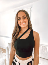 Load image into Gallery viewer, Cassi Cut Out Crop Top // Black
