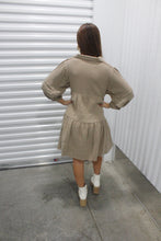 Load image into Gallery viewer, Tan Crinkle Shirt Dress
