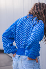Load image into Gallery viewer, CATS Herringbone Blue Sweater
