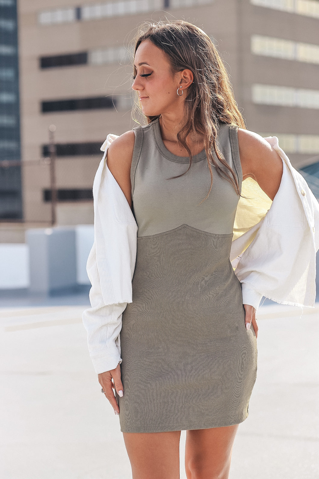 Bodycon Ribbed Dress // OLIVE