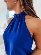 Load image into Gallery viewer, Royal Blue Ruffle Mock Neck
