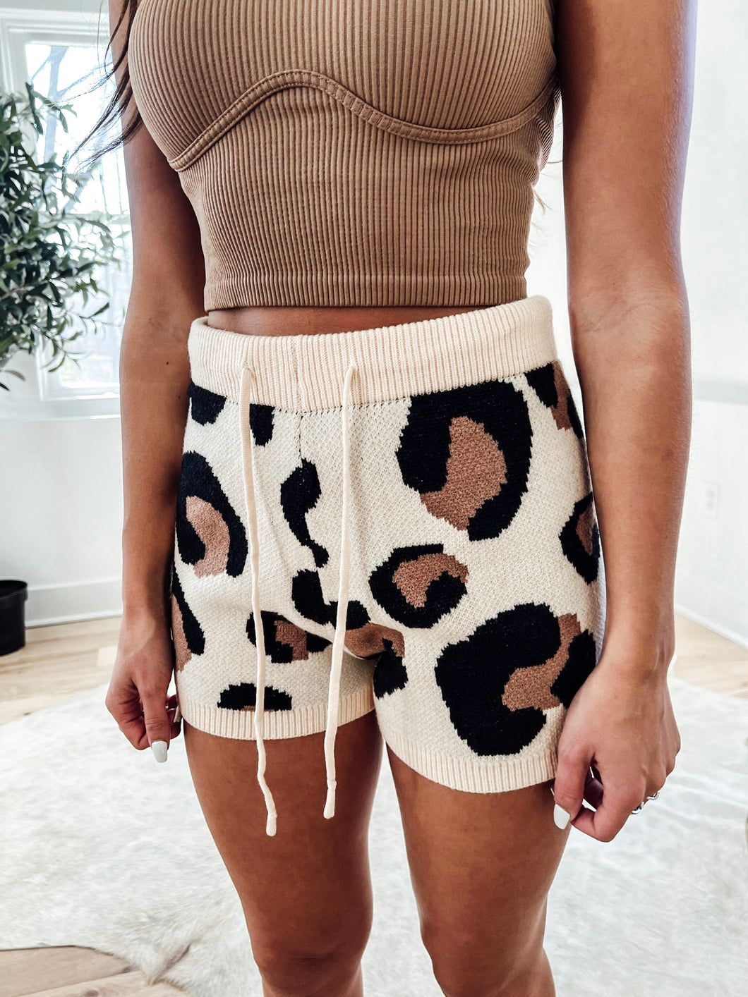 Cozy Leopard Sweater Shorts