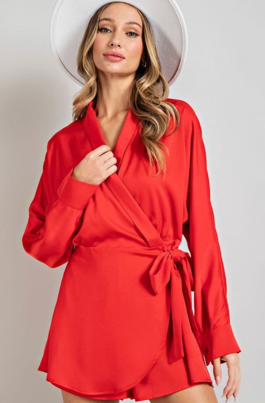 The Susan Silky Red Romper