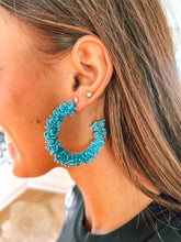 Load image into Gallery viewer, Turquoise Beaded Hoops
