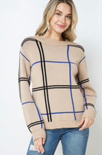 Load image into Gallery viewer, Oatmeal Plaid Sweater
