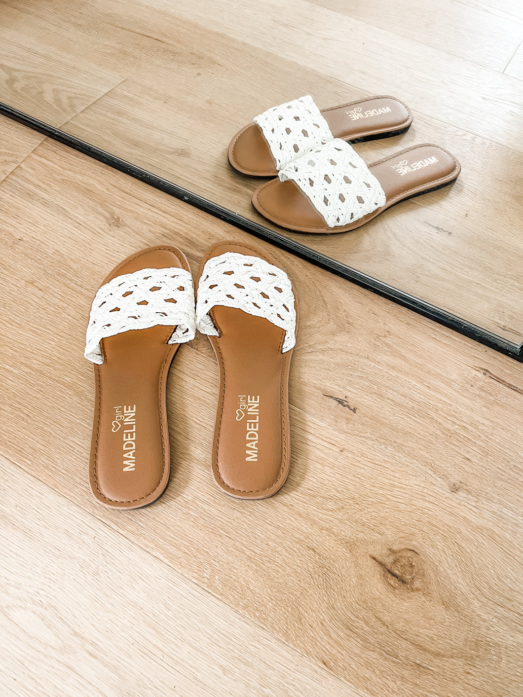 Basketweave Sandals // White