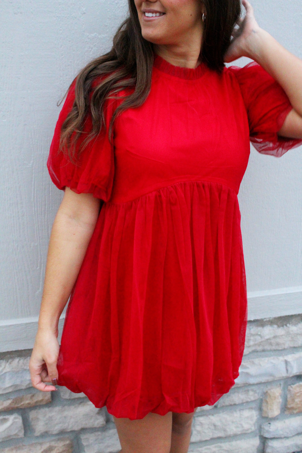 Baby Doll Holiday Dress// Red
