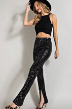 Load image into Gallery viewer, Black Sequin Slit Pants
