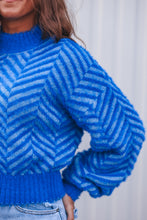 Load image into Gallery viewer, CATS Herringbone Blue Sweater
