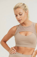 Load image into Gallery viewer, Tan High Neck Workout Top

