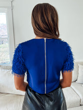 Load image into Gallery viewer, Royal Blue Fringe Glitter Top
