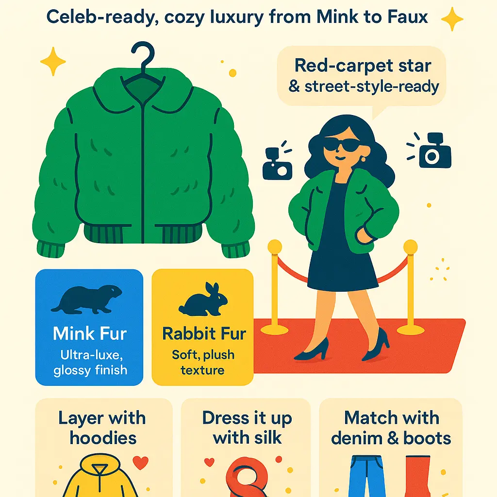 green fur bomber jacket - Bomber