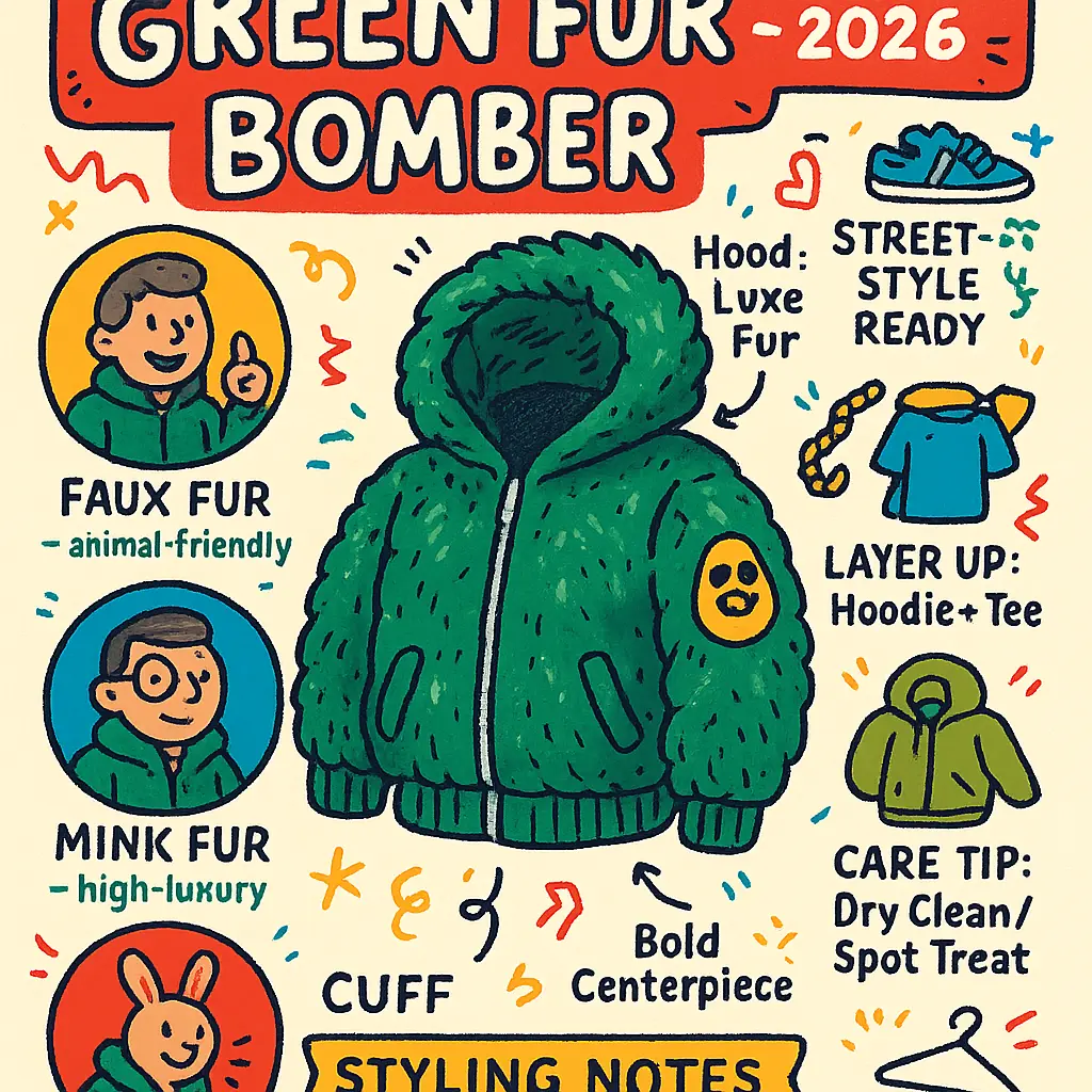 green fur bomber jacket - Hooded