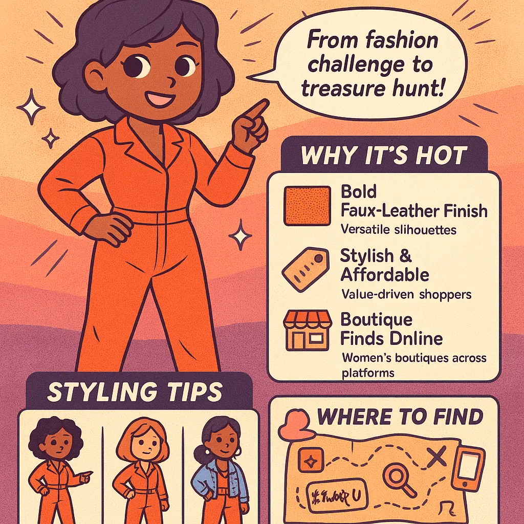 orange faux leather jumpsuit - Jumpsuit