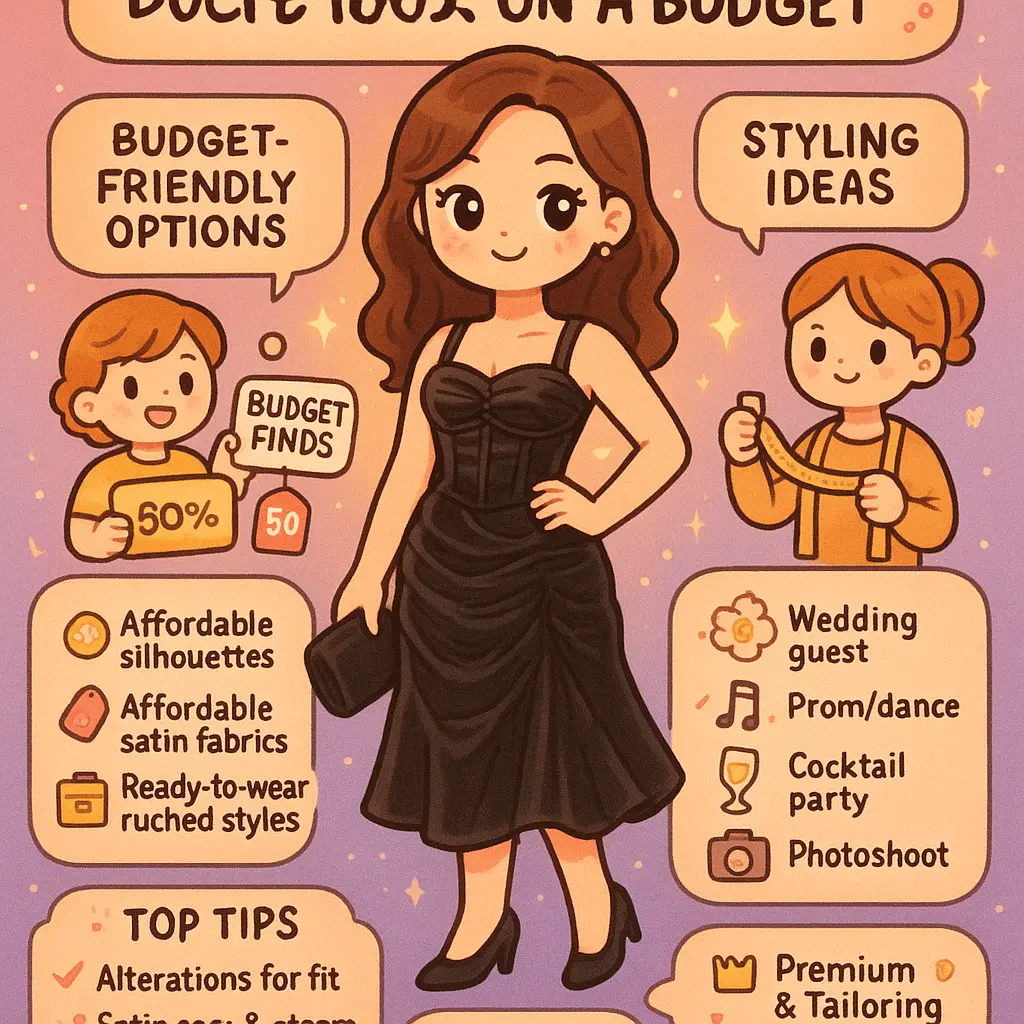 black satin corset dress - Ruched