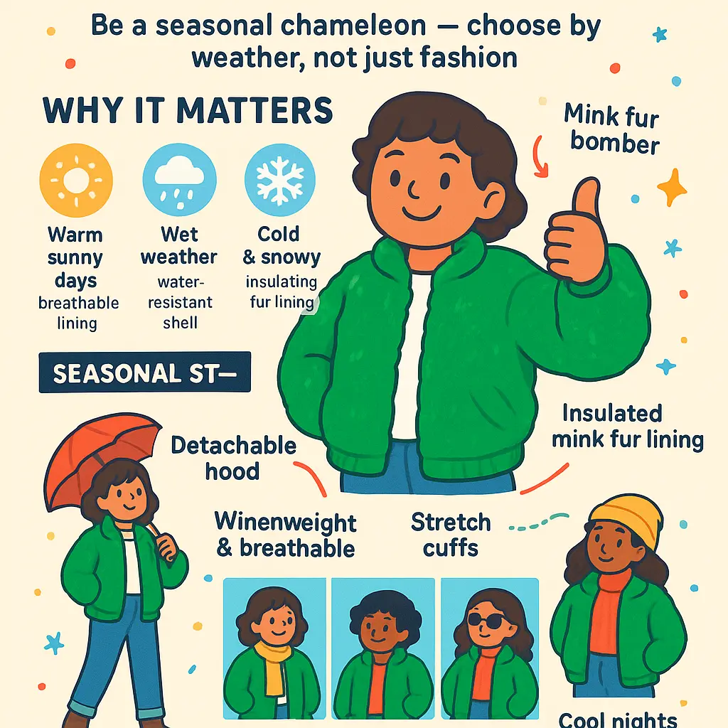 green fur bomber jacket - Mink