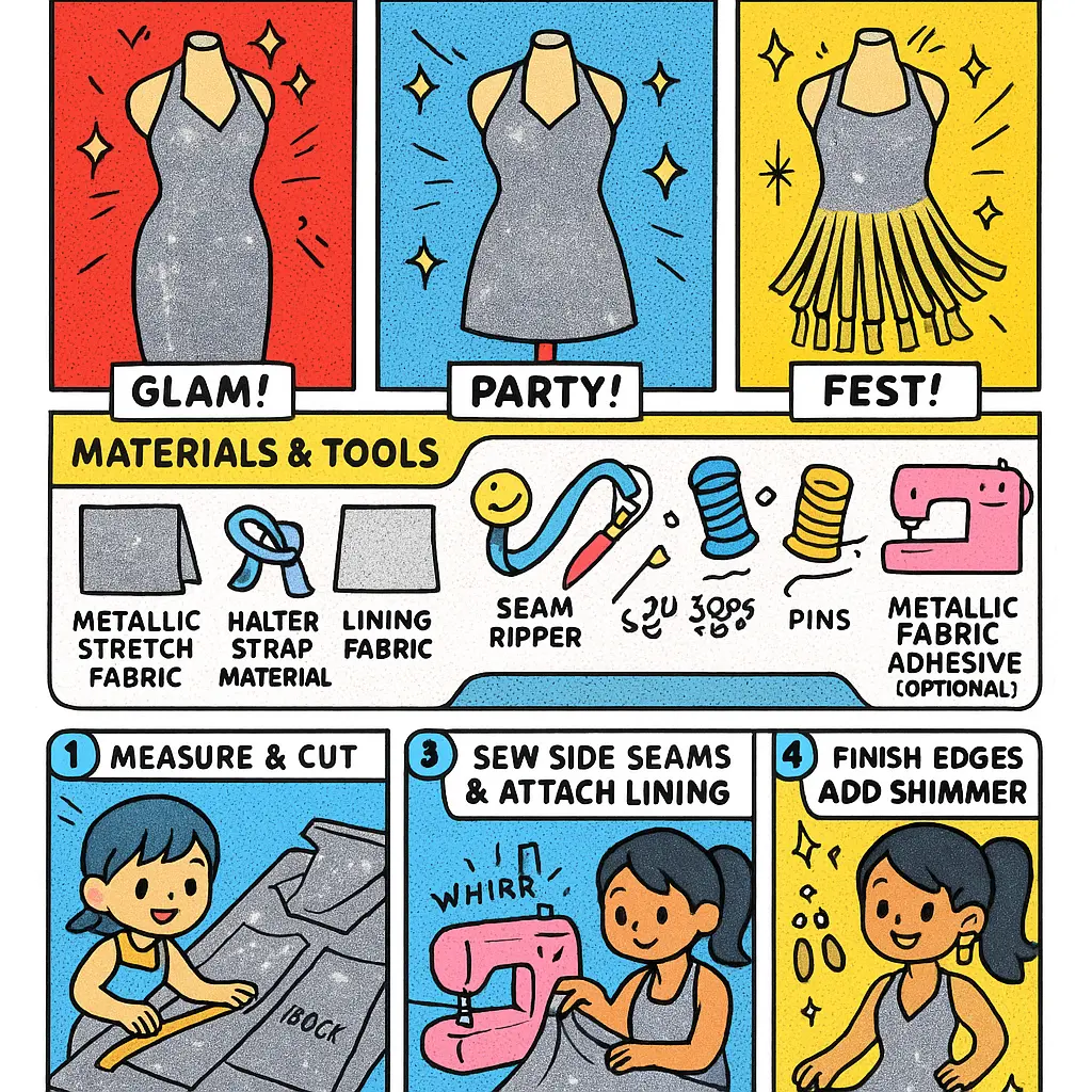 metallic halter dress - Evening