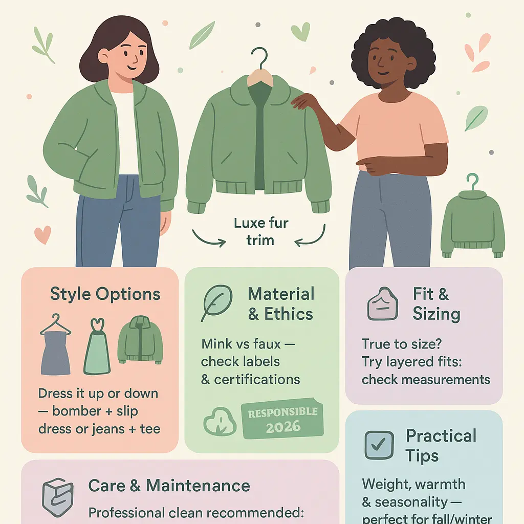 green fur bomber jacket - Mink