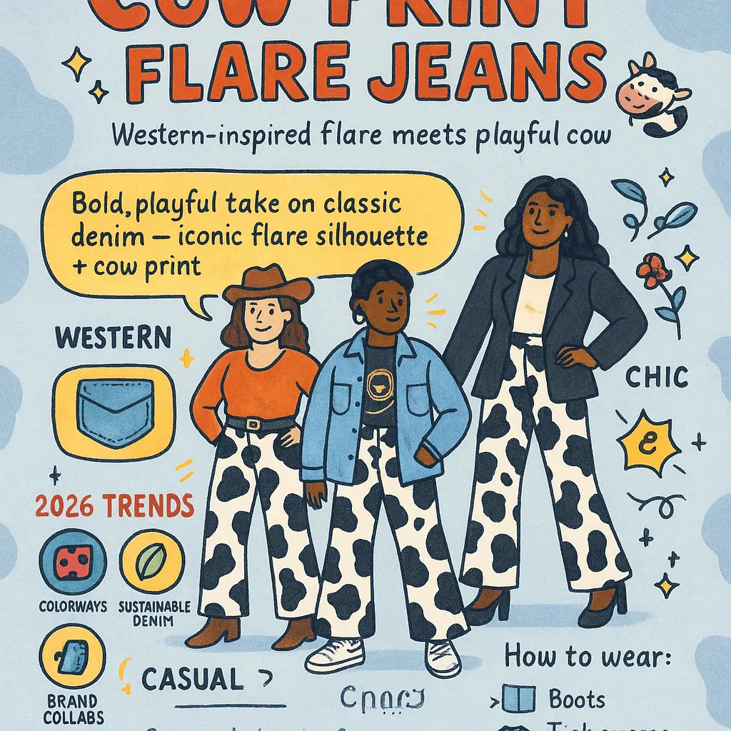 cow print flare jeans - Print