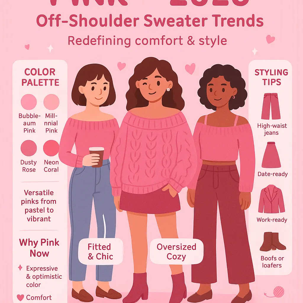 pink off shoulder sweater - PINK