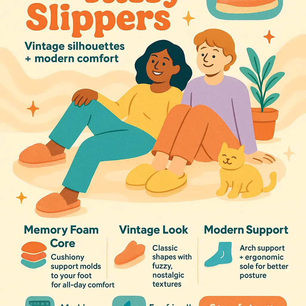 retro fuzzy slippers - Slippers