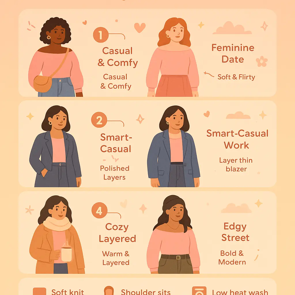 pink off shoulder sweater - Sweaters