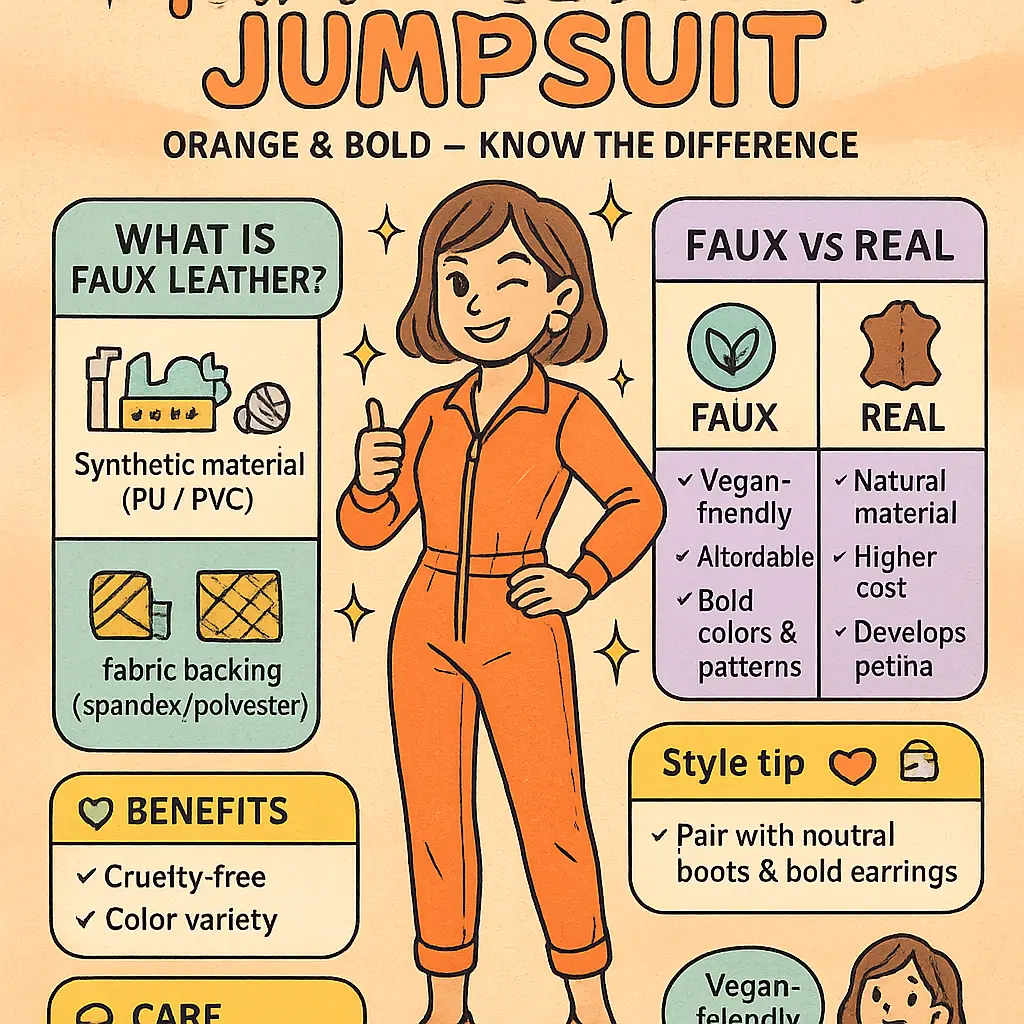 orange faux leather jumpsuit - Jumpsuit