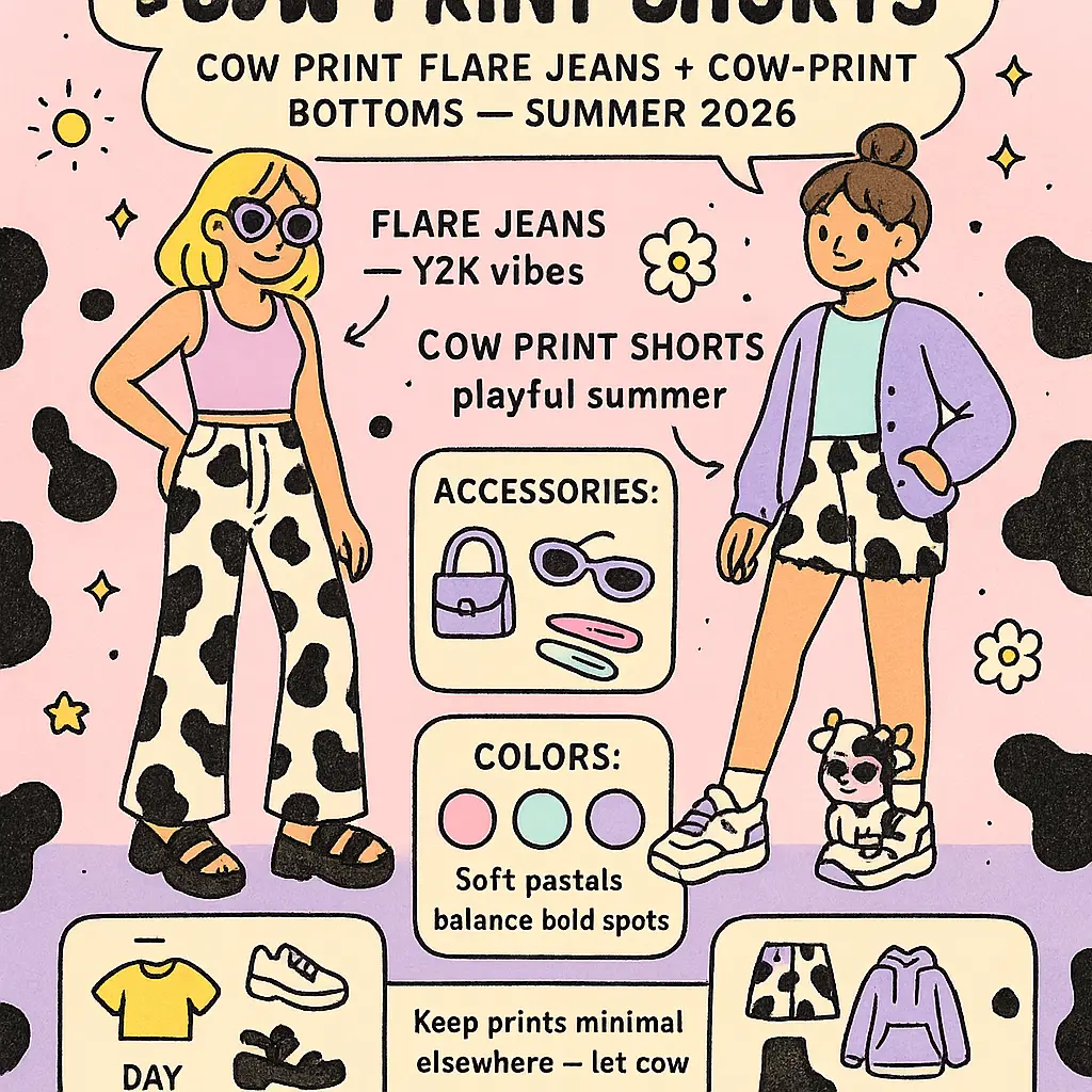 cow print flare jeans - Shorts