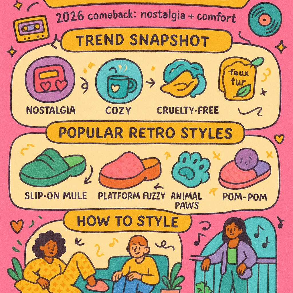 retro fuzzy slippers - Slippers