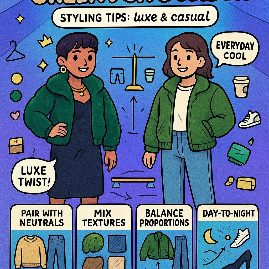 green fur bomber jacket - Coats