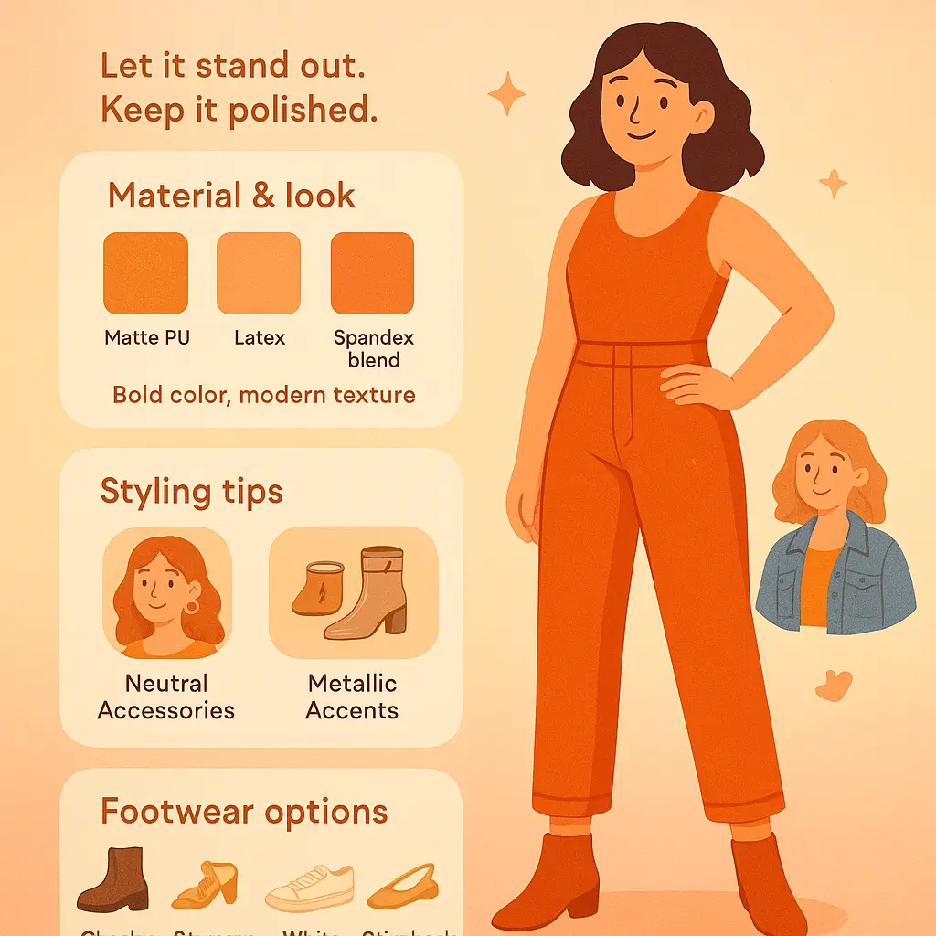 orange faux leather jumpsuit - Jumpsuit