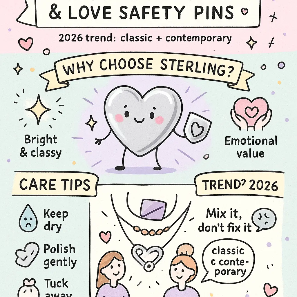 love safety pin - Sterling