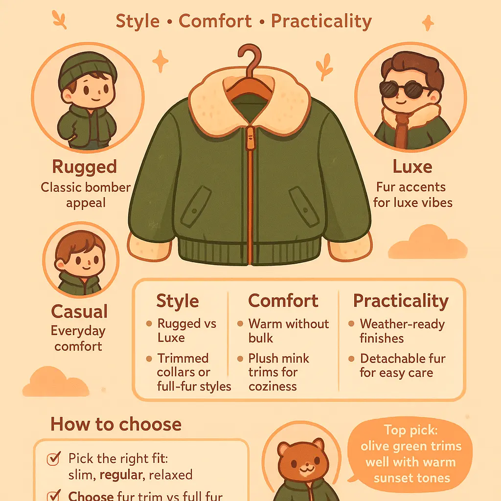 green fur bomber jacket - Mink