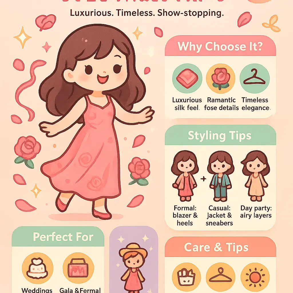 silk rose dress - Dress