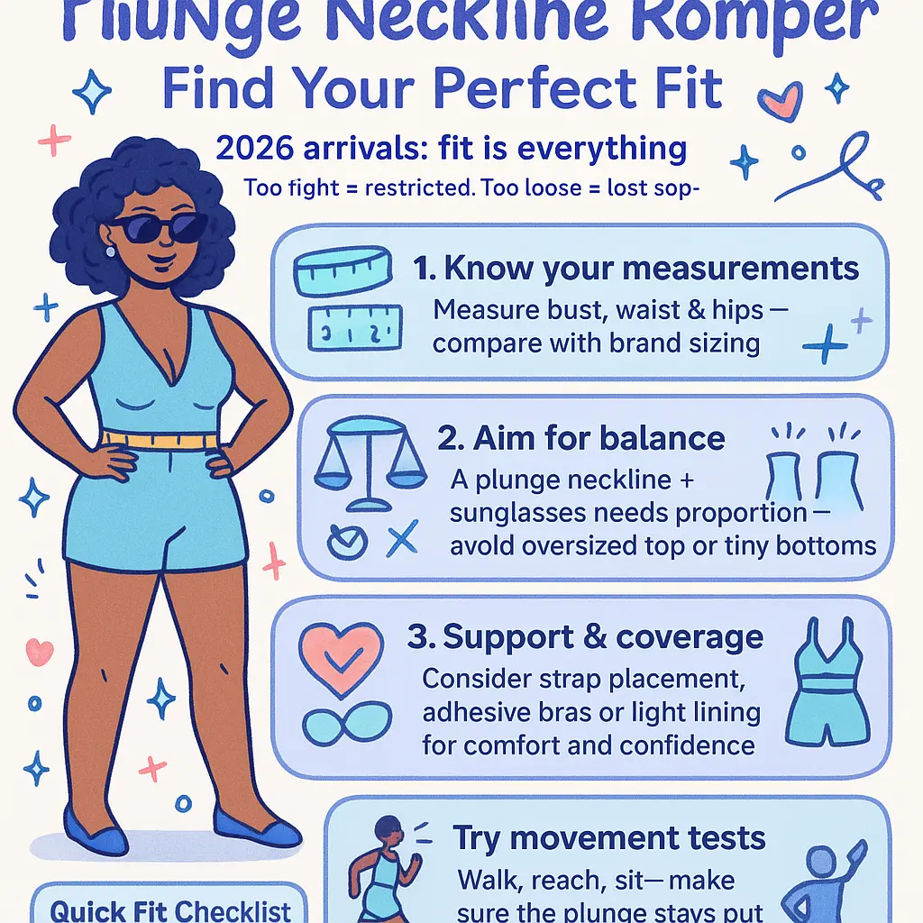 plunge neckline romper - Sunglasses