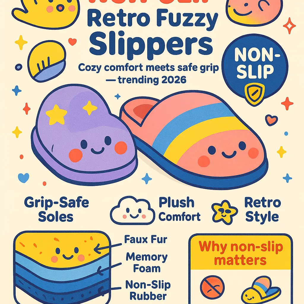 retro fuzzy slippers - Slippers