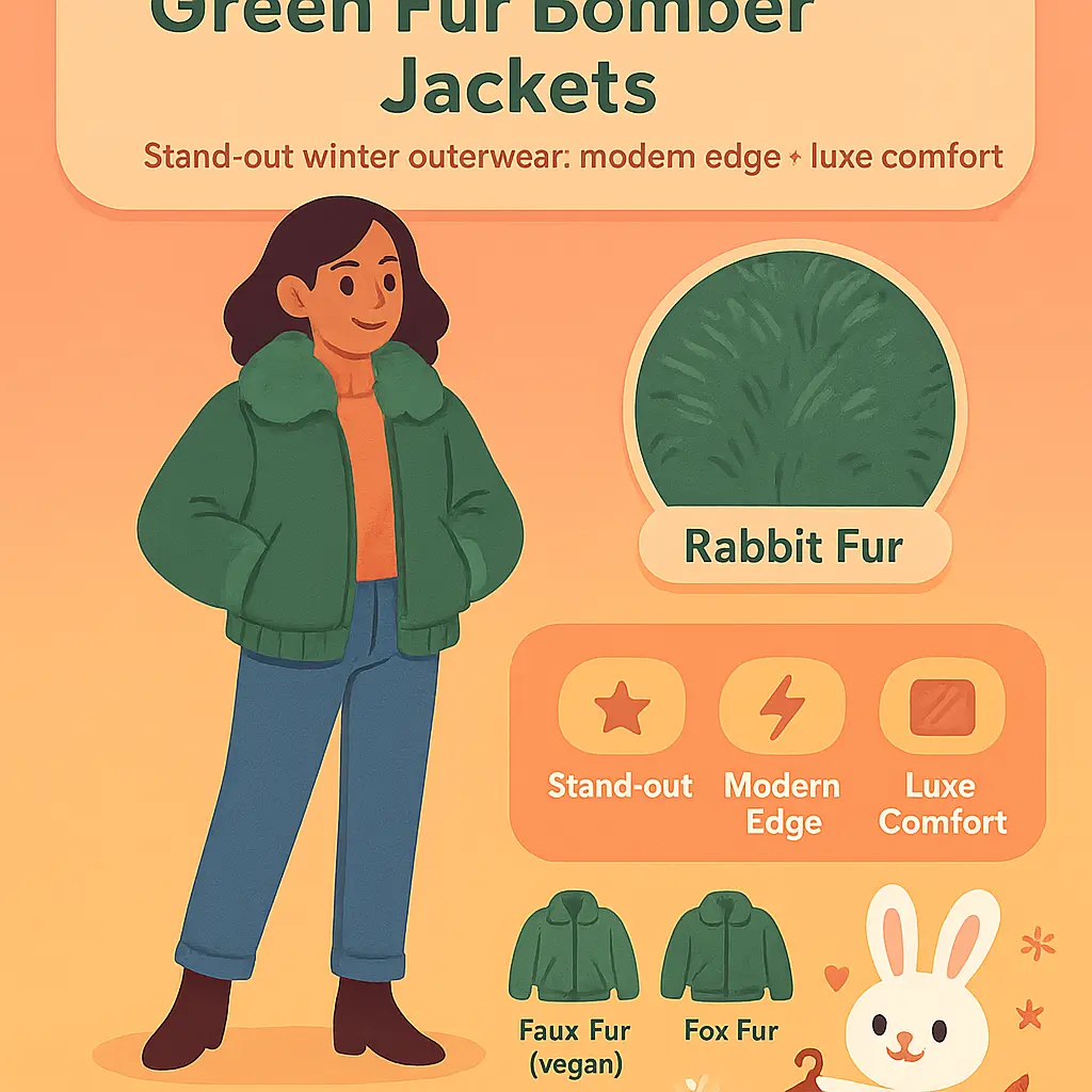 green fur bomber jacket - Rabbit