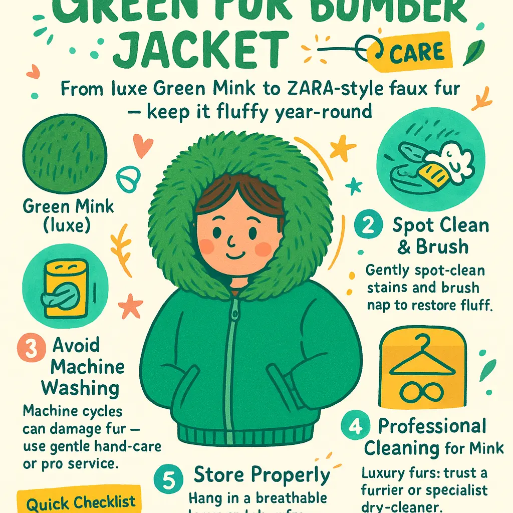 green fur bomber jacket - Hood