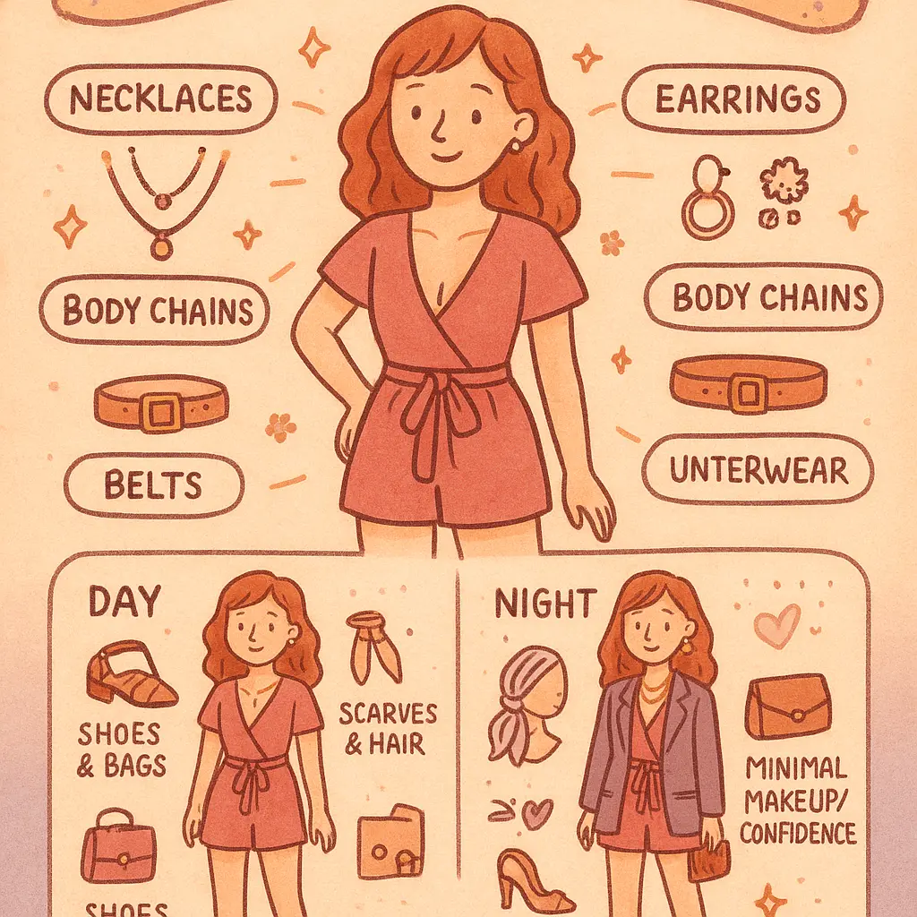 plunge neckline romper - Accessories